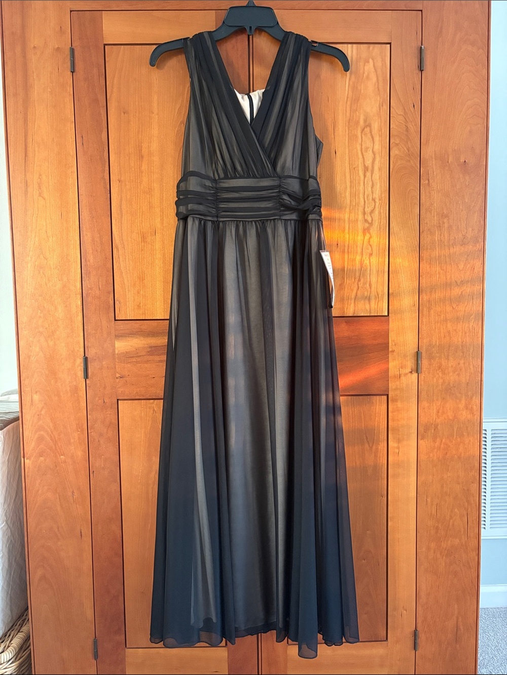 connected apparel Black Chiffon V-Neck Maxi Dress
